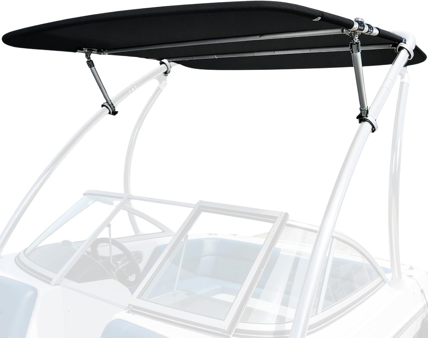 Universal Wakeboard Tower Mounted Flat Cargo Bimini Top Cover 600D Canvas Frame-
