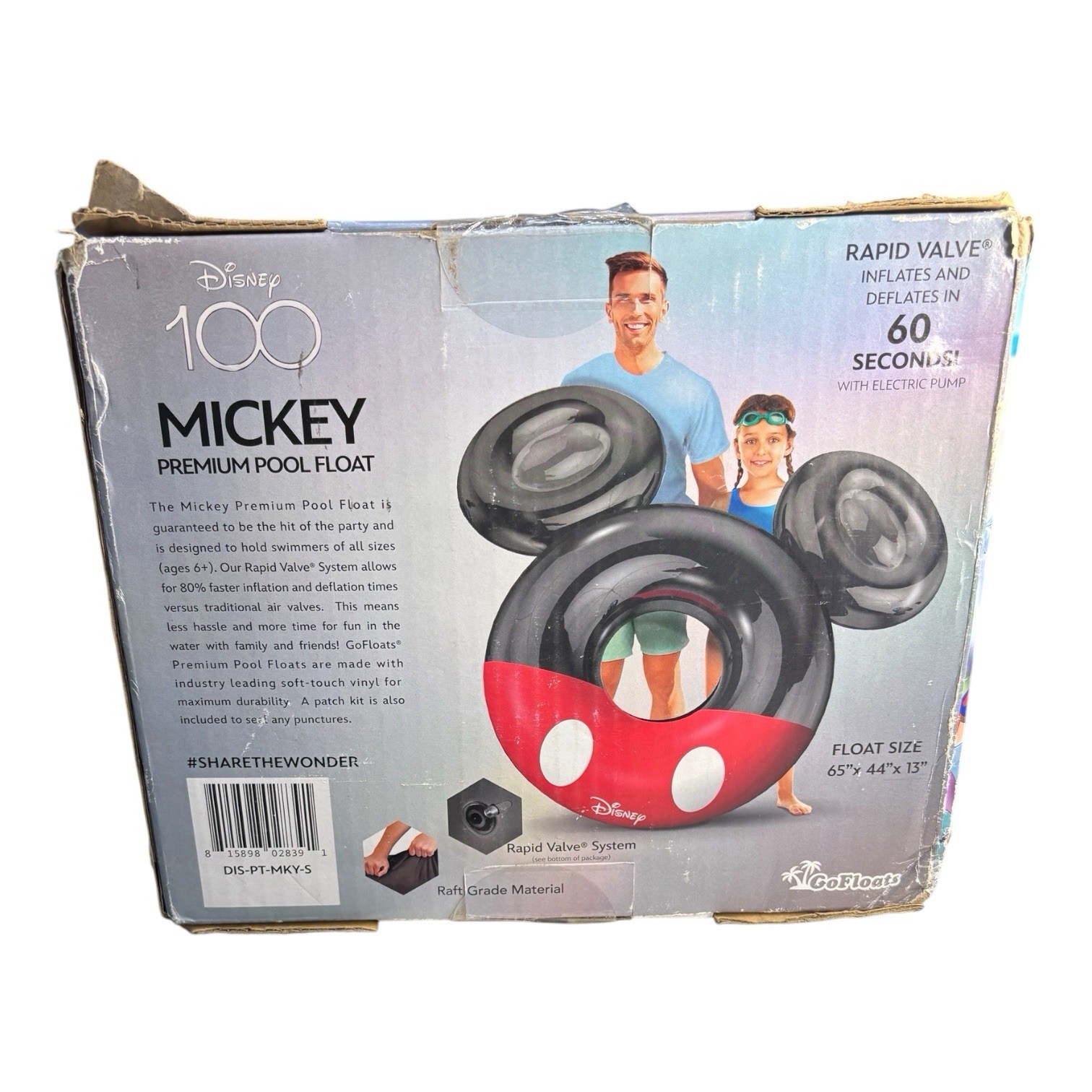Disney Mickey Premium Pool Float Mouse Ears 44” 300 Lbs Capacity Age 6 To Adult