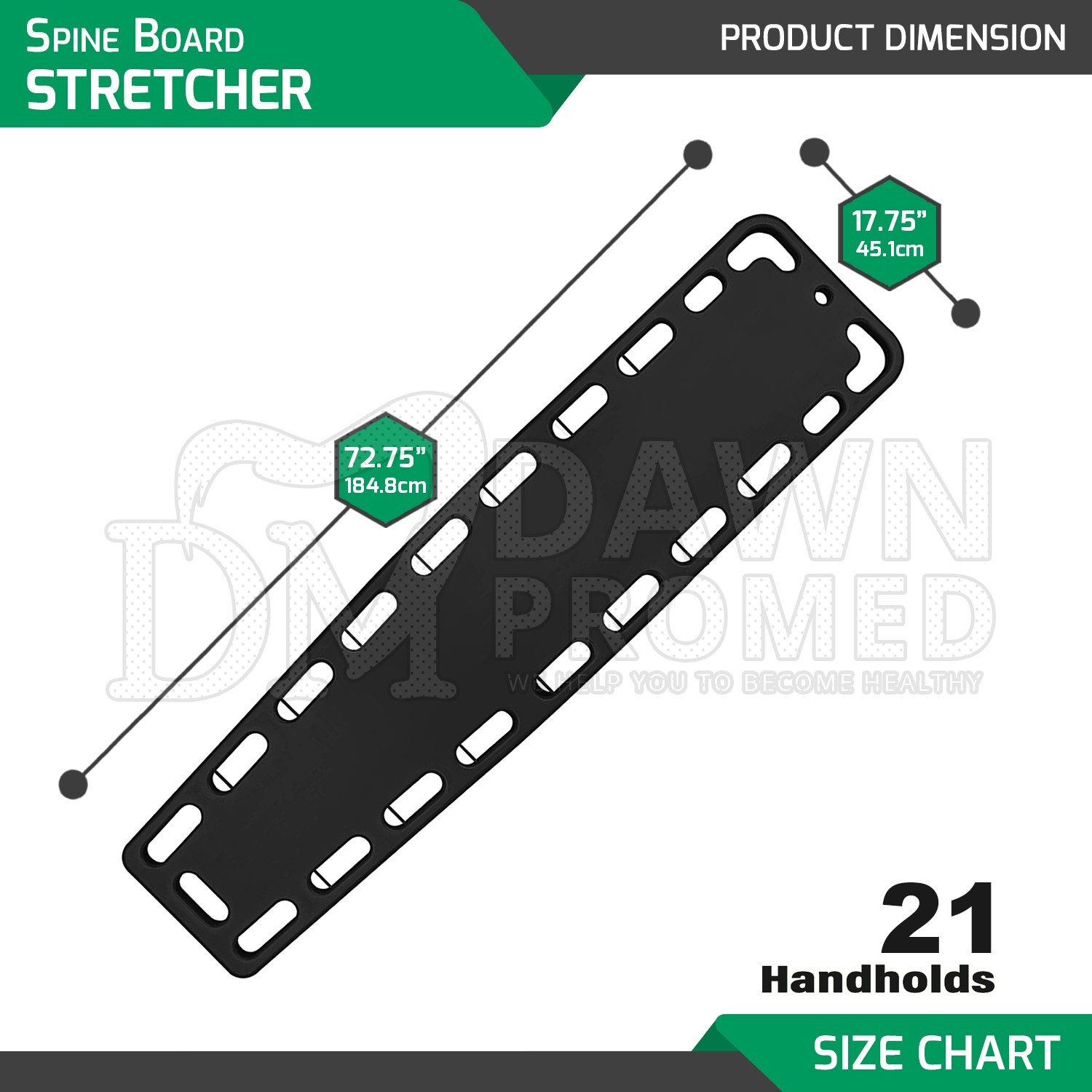 Spine Board Ambulance Stretcher Black Backboard for Patient Immobilization