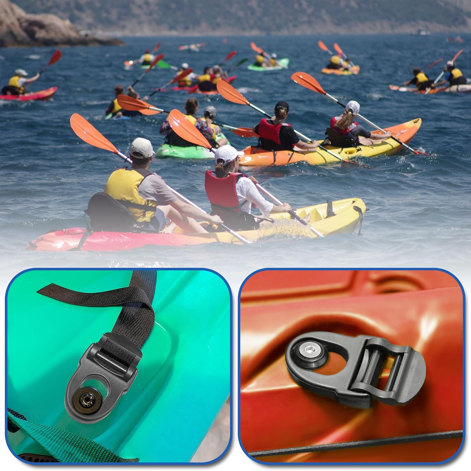 HLOGREE 4Pcs Kayak Seat Clips Replacement,Kayak Seat Clip Parts Fit for Lifetime