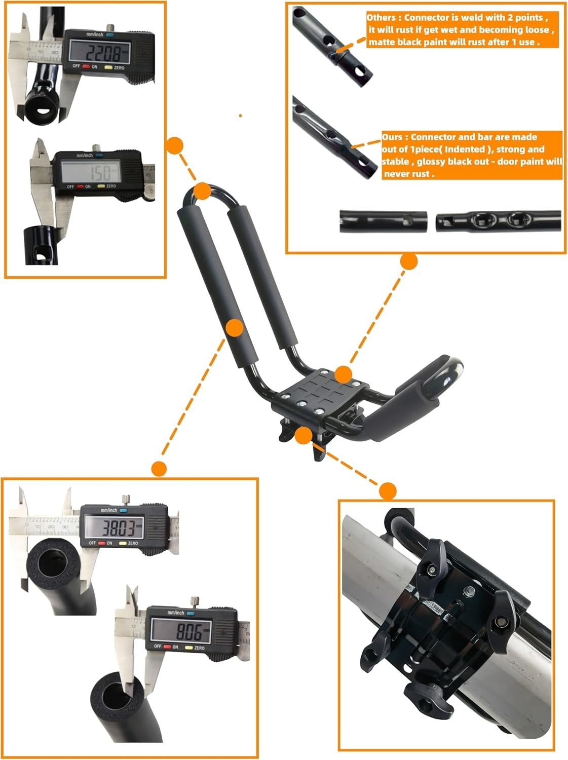 Universal Kayak Carrier with J Bar Design – Easy Installation & 150 lbs Load