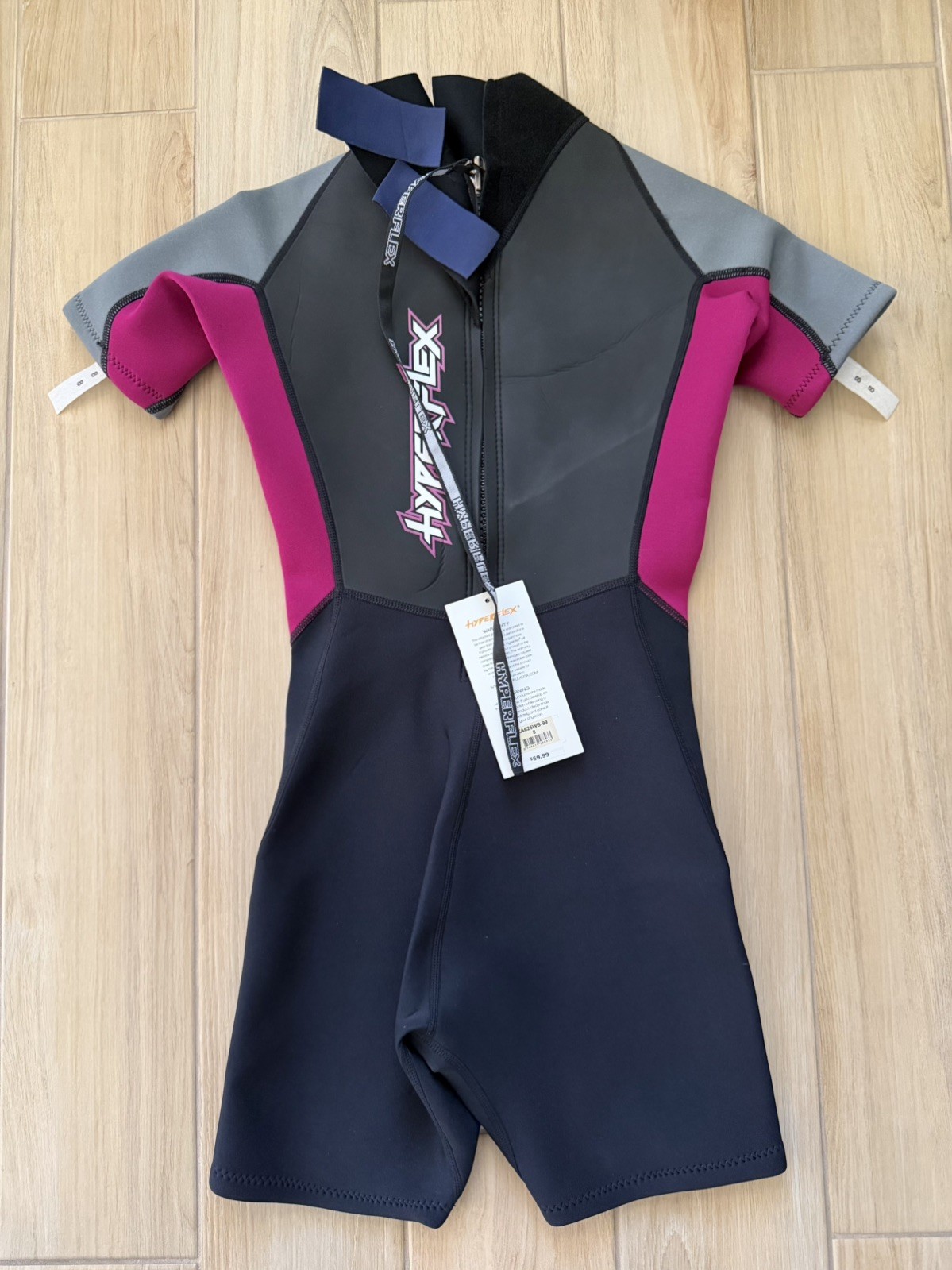 Hyperflex Shorty Wetsuit Access 2mm Size Women’s 8 Full Zip Pink Gray Black