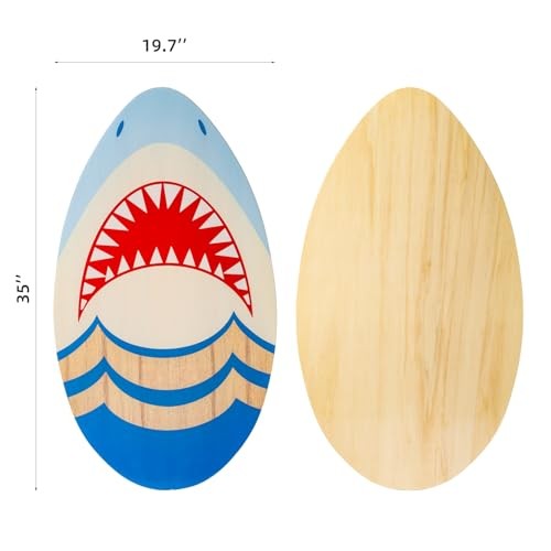 Skimboard 35 Inch Skim Boards for Beach Adults ＆ Kids, High Gloss Coat SHARK