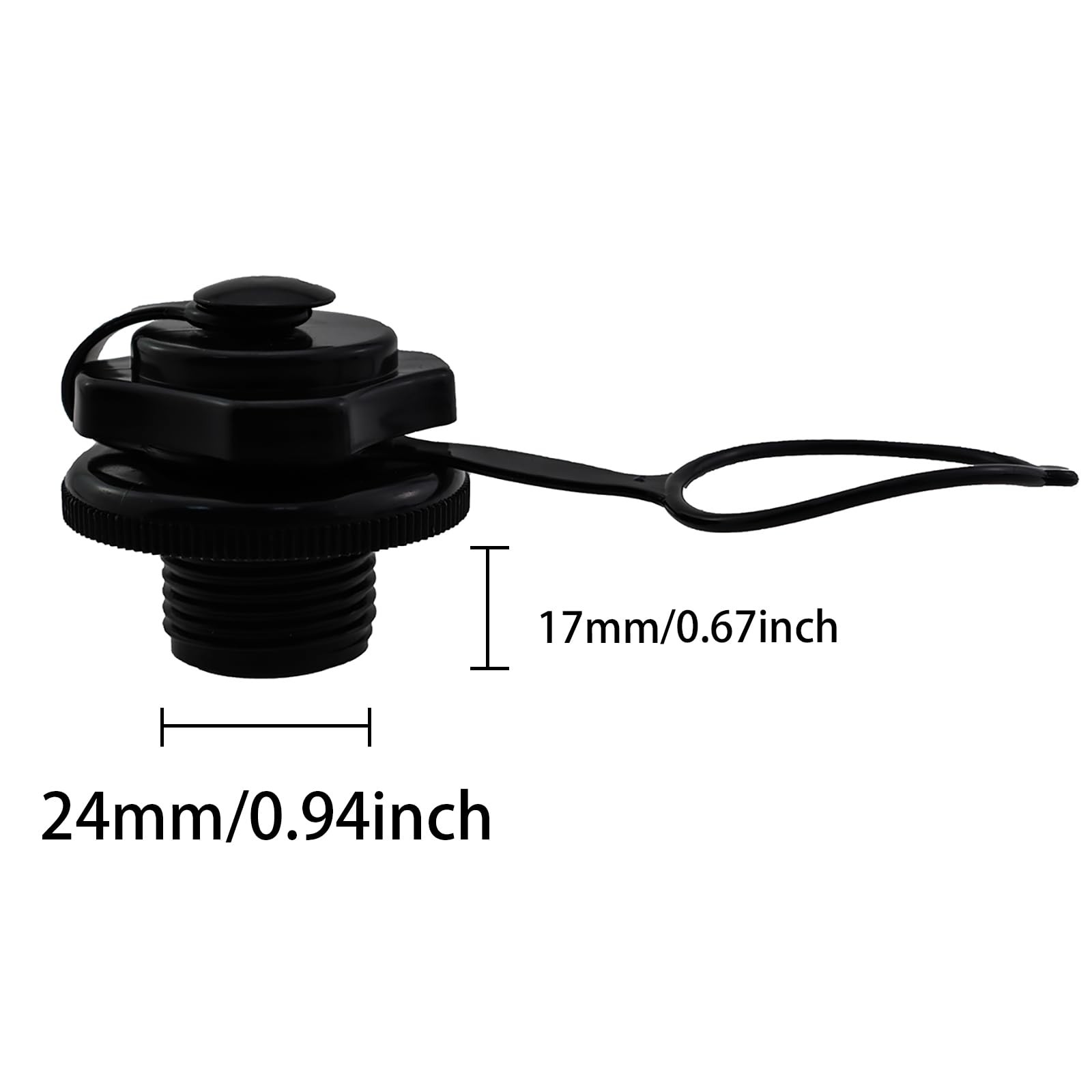3 PCS Black Kayak Inflator Valve Air Nozzle Inflatable Boat Screw Air Plug