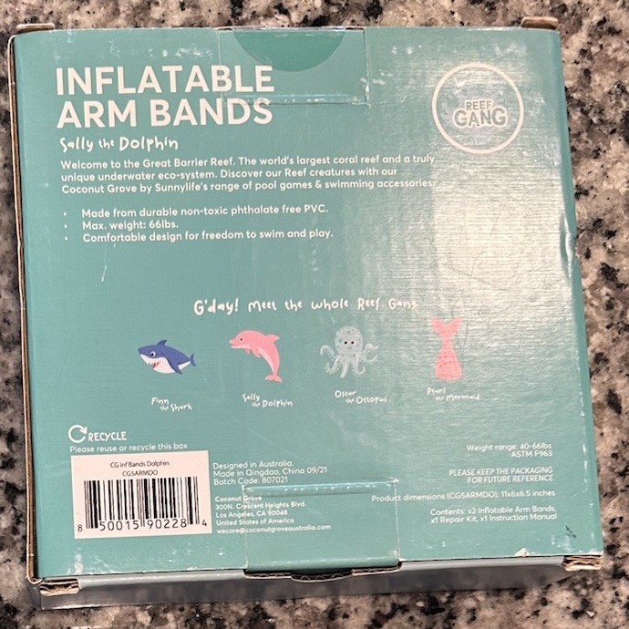 New Coconut Grove Inflatable Arm Bands “Pearl the Mermaid” (3-6 years)