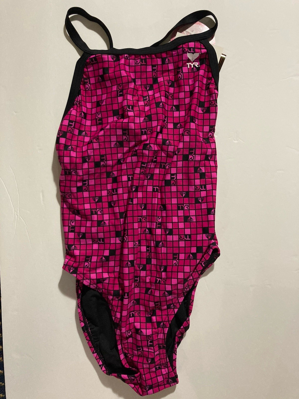 New Swimsuit TYR Womens Black Pink Lycra Suit One Piece Size 32 Ladies