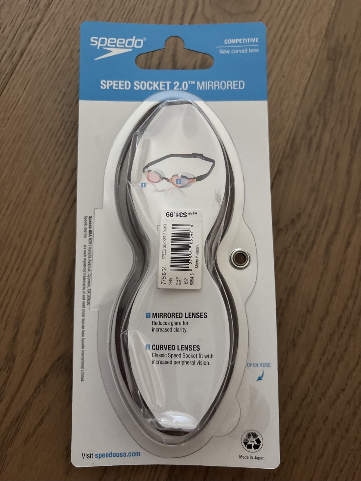 Speedo Speed Socket 2.0 Swimming Goggles Black Competitive Mirrored UV Fog Curve