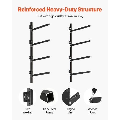 Kayak Storage Rack for 4 Kayaks Holds 300 lbs Heavy Duty Wall Mount Stand