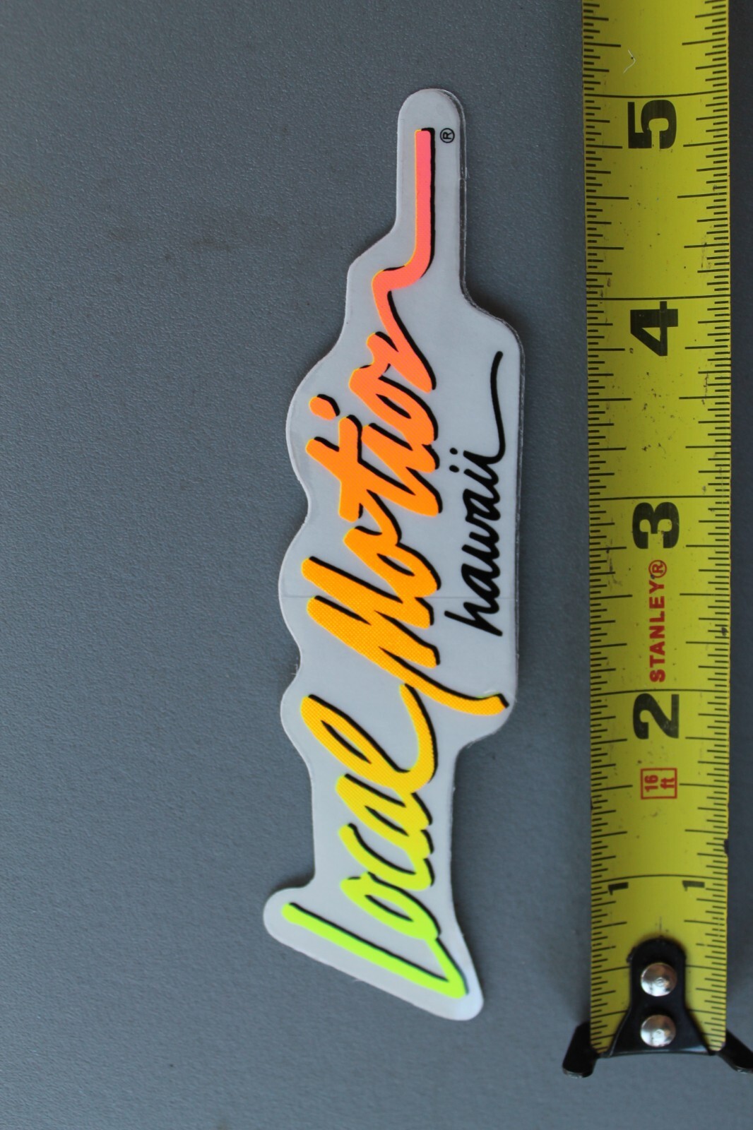 LOCAL MOTION Hawaii Clear Neon Orange Yellow 80’s Surf Vintage Surfing STICKER