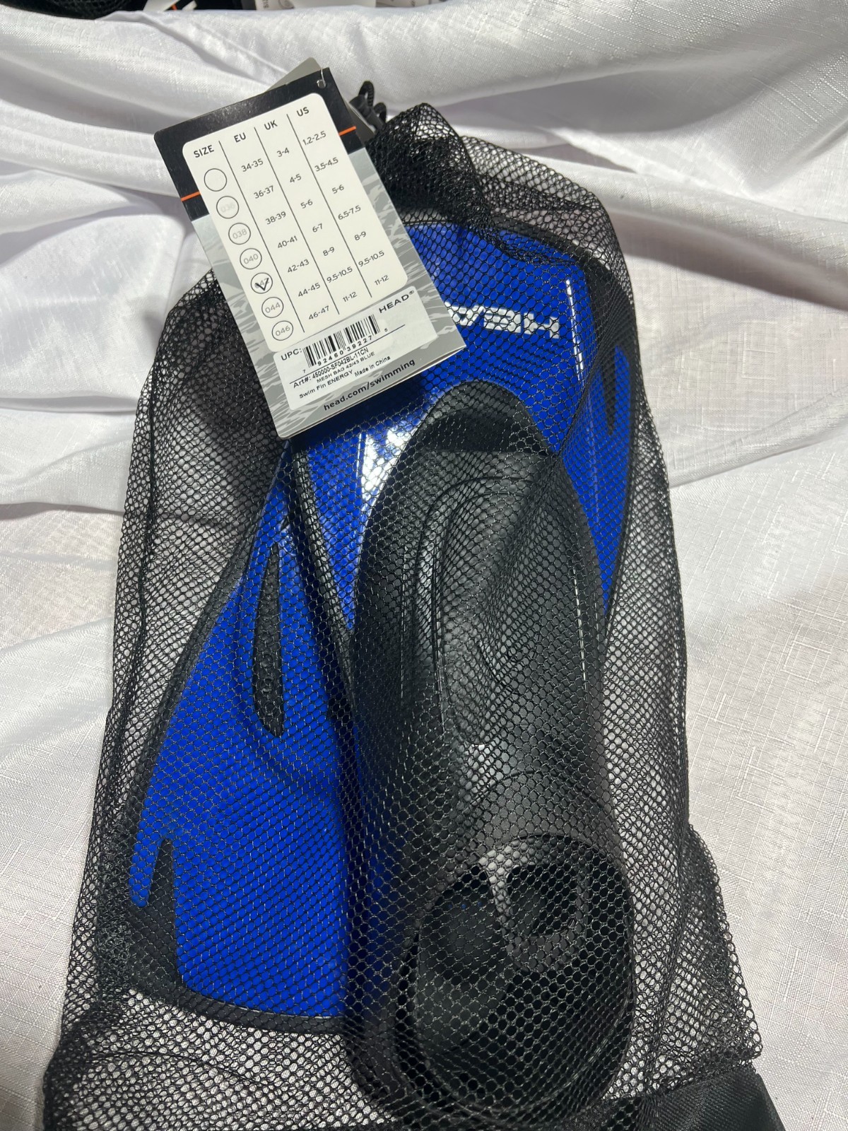 HEAD Energy Adult Training Swim Fins Blue/Black Snorkel Flippers Sz 3.5-12