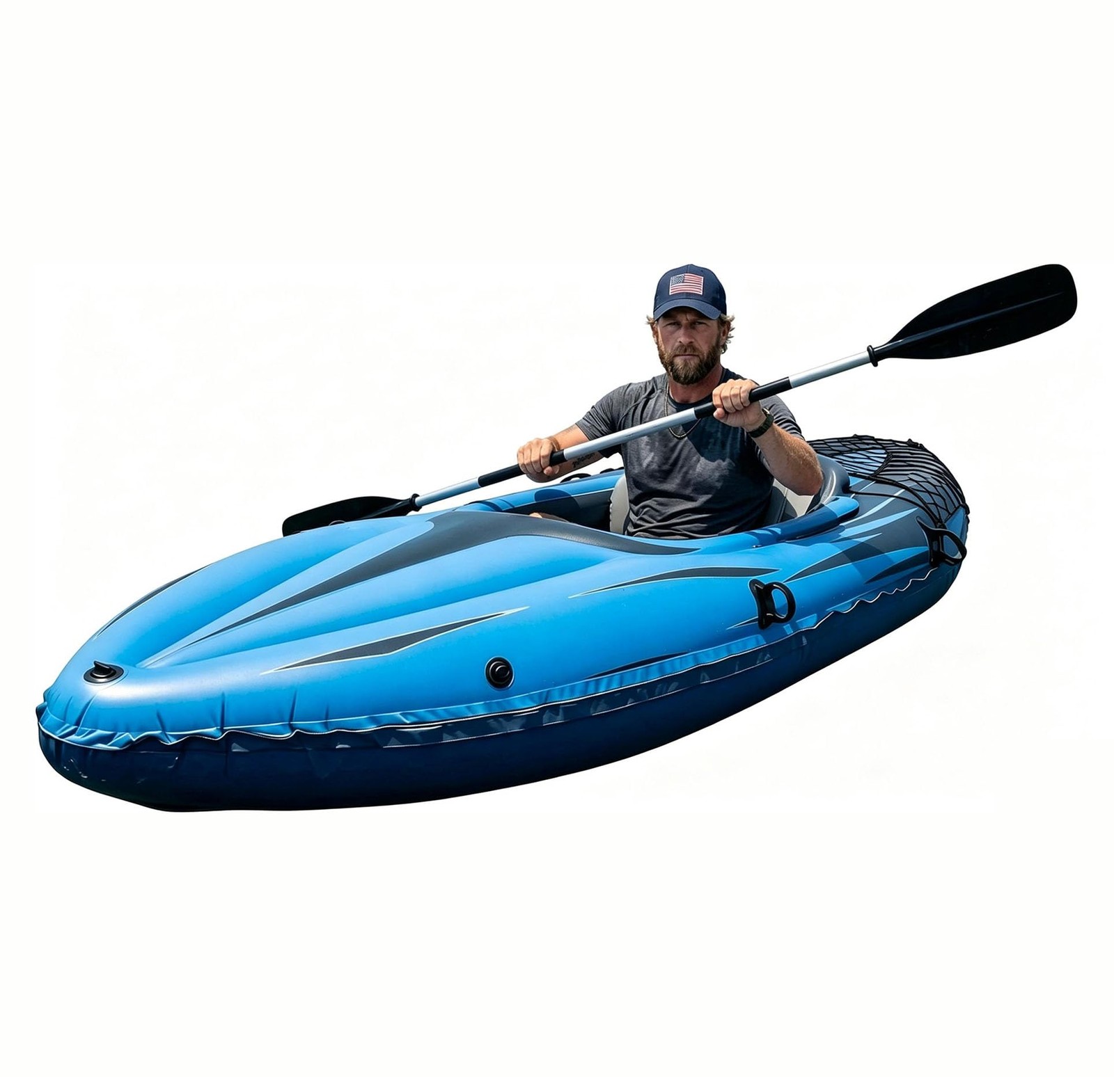 Nuwani 9ft Inflatable Fishing Kayak, 1-Person Foldable Boat, 220lb Capacity