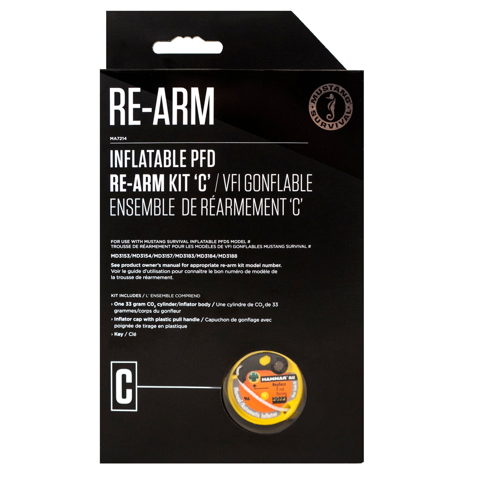 Mustang HIT 33g CO2 Re-Arm Kit C Hammar Automatic Hydrostatic PFD Life Vest