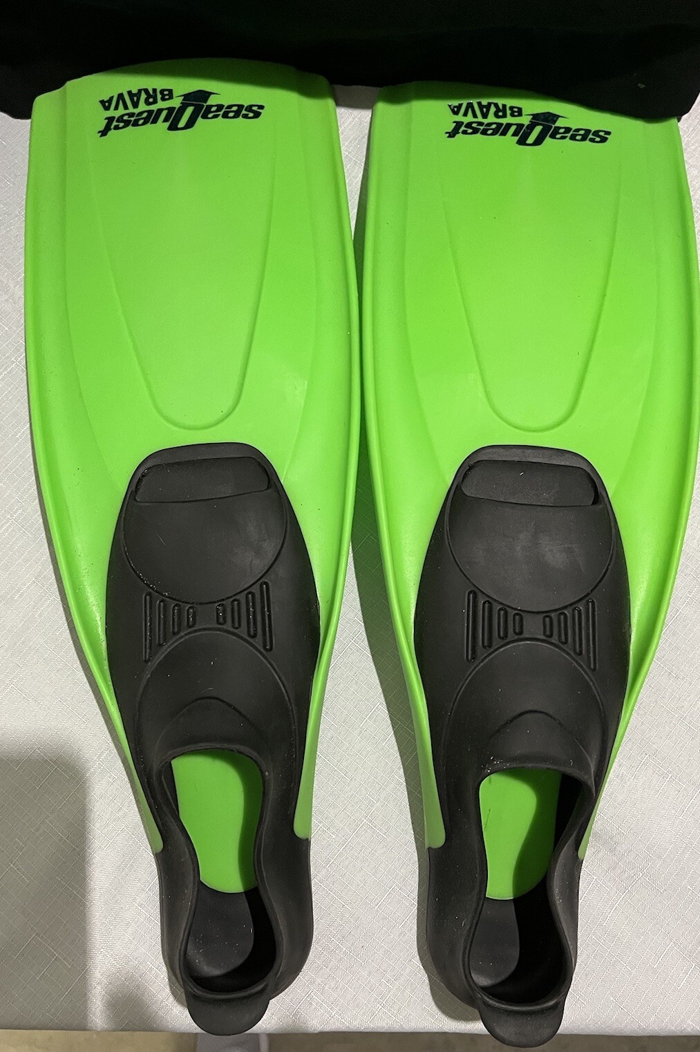 Sea Quest Brava Fins Lime Green 5.5 To 6.5 Size Child’s Find Made In Italy