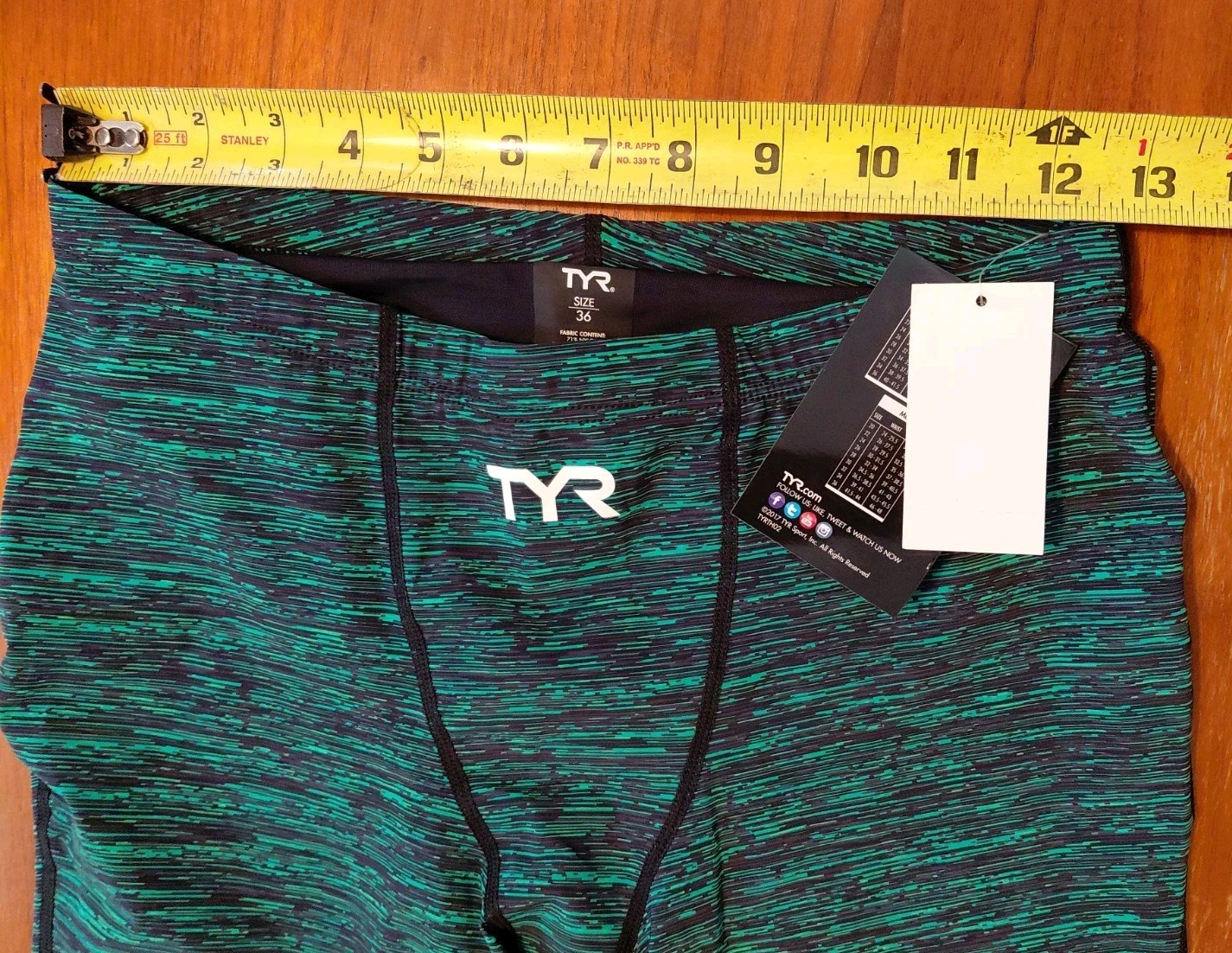 TYR Mens Thresher Baja Jammer Green FINA Approved Size 36