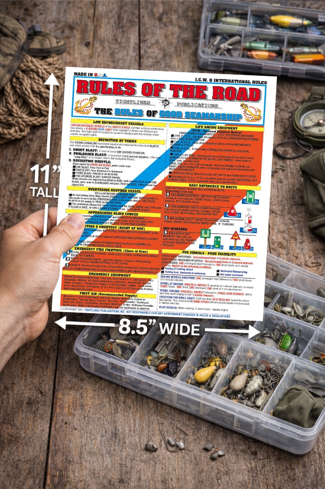 Rules of The Road Boating Safety Set – Waterproof Quick Reference Guide